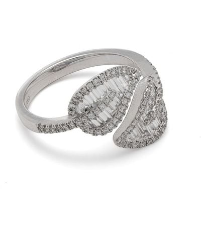 Anita Ko 18kt White Gold Medium Diamond Leaf Ring - Gray