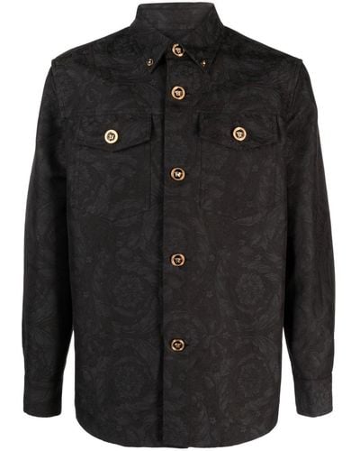 Versace Shirtjack Met Barok Jacquard - Zwart