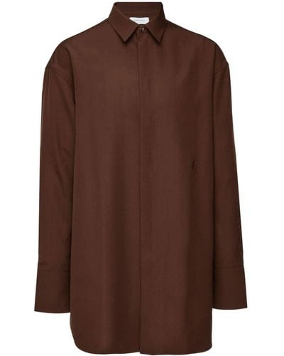 Ferragamo Casual Shirt In Brown Wool