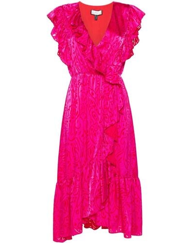 Nissa Patterned-jacquard Midi Dress - Pink