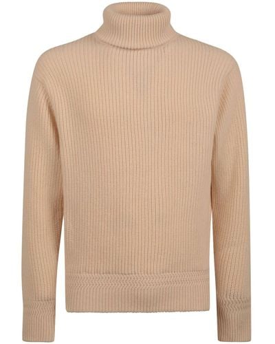 Bally Roll-neck Ribbed Wool Sweater - Natural