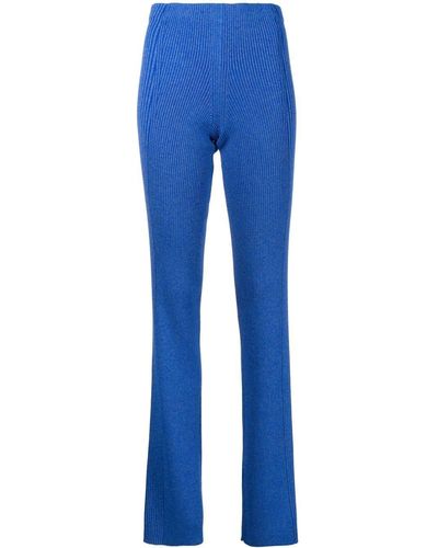 Dion Lee Flared Ribbed-knit Trousers - Blue