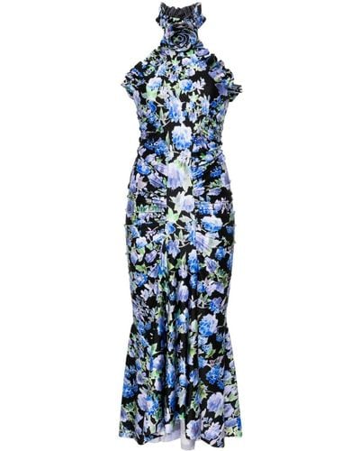 Philosophy Di Lorenzo Serafini Floral-print Halterneck Maxi Dress - Blue