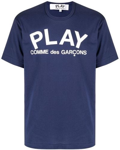 COMME DES GARÇONS PLAY T176 Navy Collection Logo T - Blue