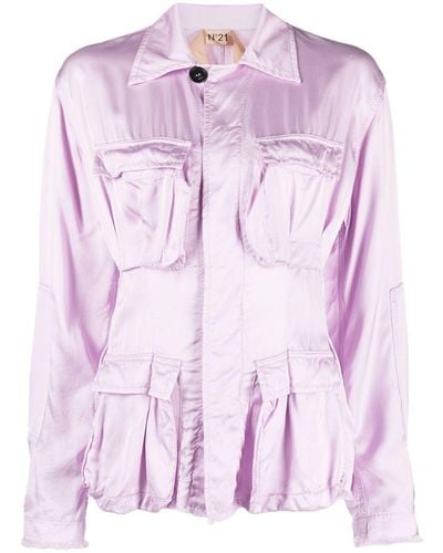 N°21 カーゴポケット サテンシャツ - ピンク