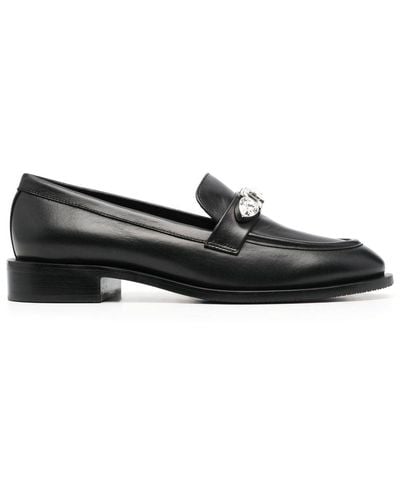 Stuart Weitzman Crystal-embellished Loafers - Black