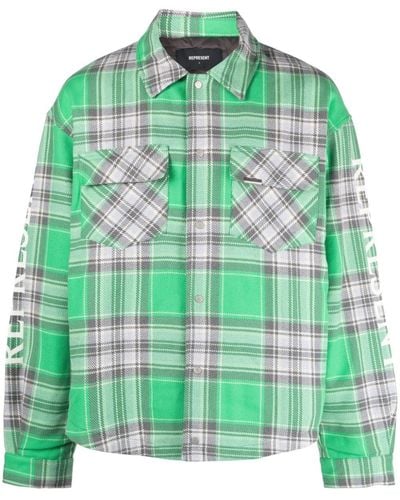 Represent Quilted Cotton Blend Over Shirt - Green