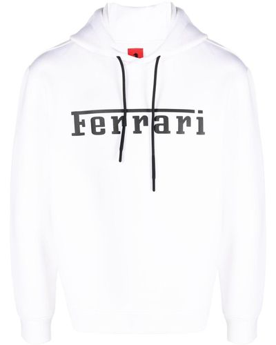 Ferrari Logo-print Long-sleeve Hoodie - White