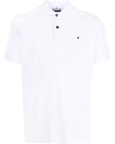 Stone Island Logo-embroidered Polo Shirt - White