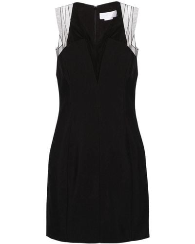 Genny Tulle-panels V-neck Minidress - Black
