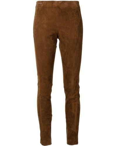 Polo Ralph Lauren Slim-cut Suede Trousers - Brown