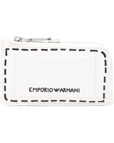 Emporio Armani Porte-cartes à logo imprimé - Blanc
