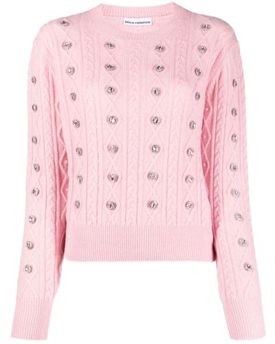 Rabanne Crystal-embellished Crew-neck Sweater - Pink