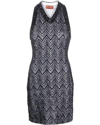Missoni Midi-jurk Met Halternek En Chevron Streep - Blauw