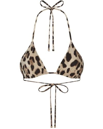 Dolce & Gabbana Haut de bikini triangle à imprimé léopard - Métallisé
