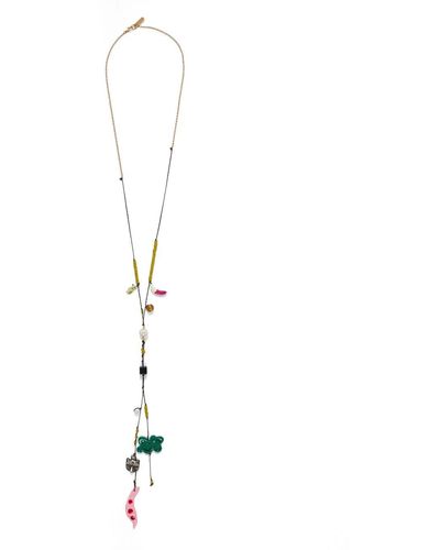 Marni Bead-detail Charm Necklace - White