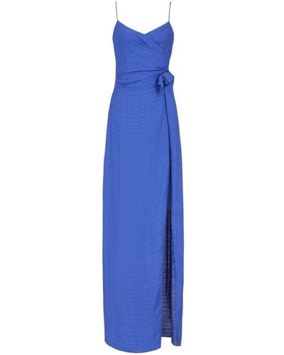 Emporio Armani Knotted V-neck Gown - Blue