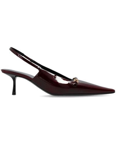 Saint Laurent Slingback 60mm Patent-leather Court Shoes - Brown