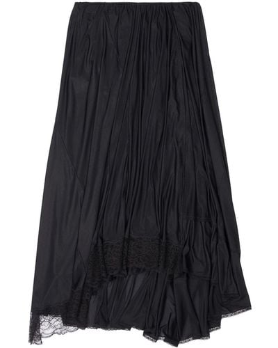 Balenciaga Lace-trim Midi Skirt - Black