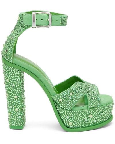 Alexander McQueen Crystal Platform Sandal - Green