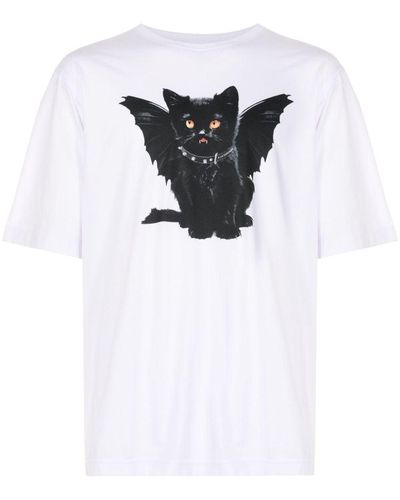 À La Garçonne Camiseta con gato estampado - Blanco