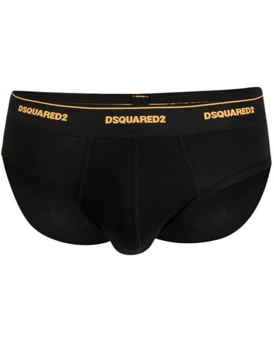 DSquared² Logo-waistband Cotton Briefs - Black