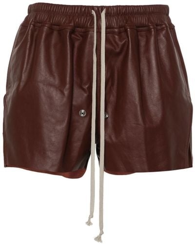 Rick Owens Gabe Leather Shorts - Brown