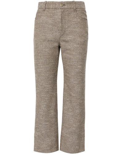 Chloé Brown Tweed Bootcut Cropped Pants - Grey