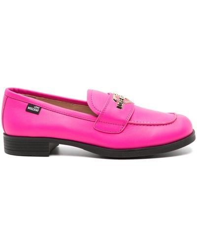 Love Moschino Logo-plaque Leather Pumps - Pink