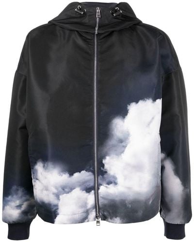 Alexander McQueen Storm Sky-print Hooded Jacket - Black