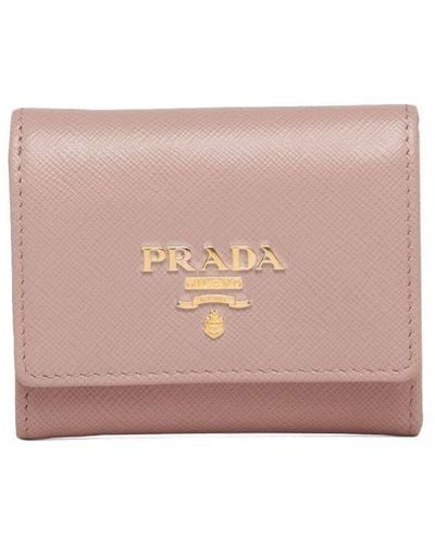 Prada Portemonnaie mit Logo-Schild - Pink