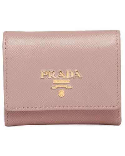 Prada logo-lettering Compact Wallet - Pink