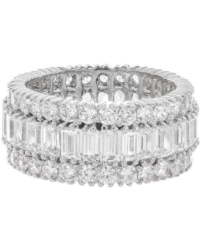 Fantasia by Deserio 14kt White Gold Stacked Eternity Band Ring - Gray