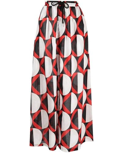 Cynthia Rowley Graphic-print High-waist Skirt - Red