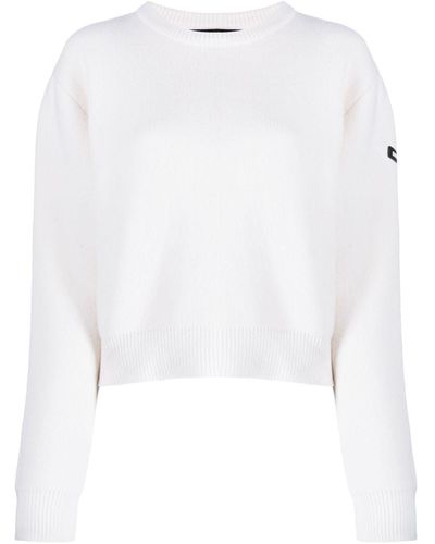 Balenciaga Pull en laine stretch à logo - Blanc