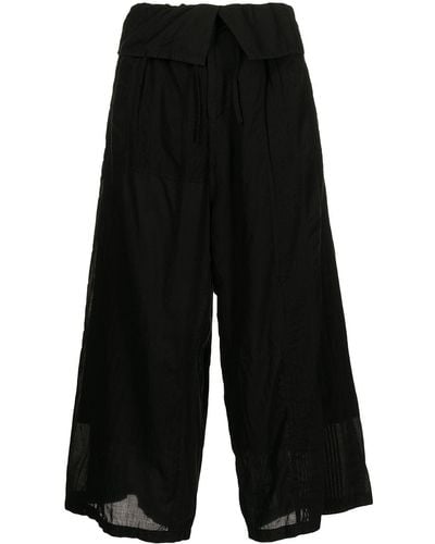Y's Yohji Yamamoto Culottes capri con cintura paperbag - Negro