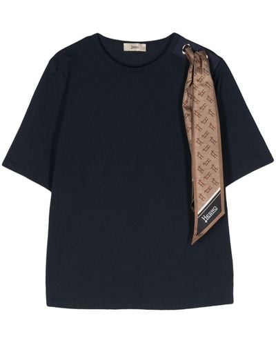 Herno T-shirt à détail de foulard - Bleu