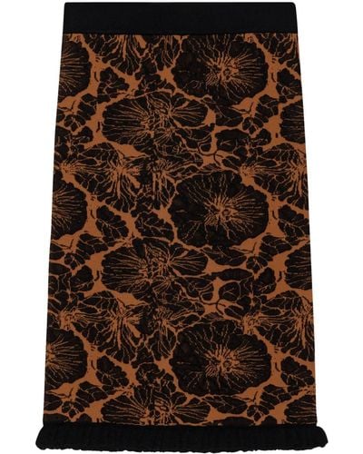 Ganni Falda de tubo con motivo floral en intarsia - Negro