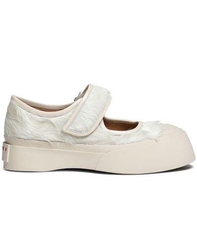 Marni Mary Jane Sneakers Met Kalfshaar - Wit