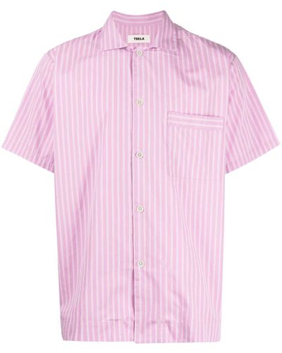Tekla Striped Organic Cotton Shirt - Pink