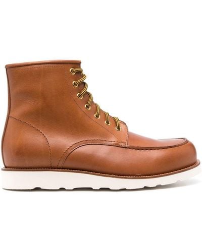 SCAROSSO Jake Leather Ankle Boots - Brown