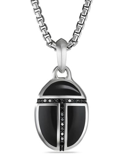 David Yurman Sterling Silver Cairo Onyx And Diamond Amulet - Black