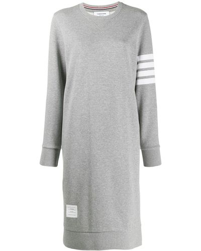 Thom Browne 4-bar Loopback Sweatshirt Dress - Gray