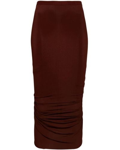 Rick Owens High-waisted ruched midi skirt - Marrone