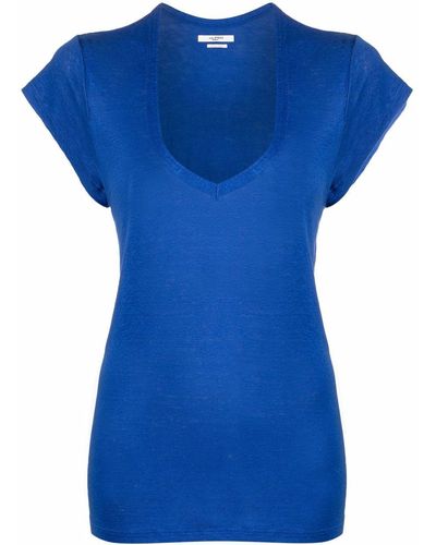 Isabel Marant Vネック リネンtシャツ - ブルー
