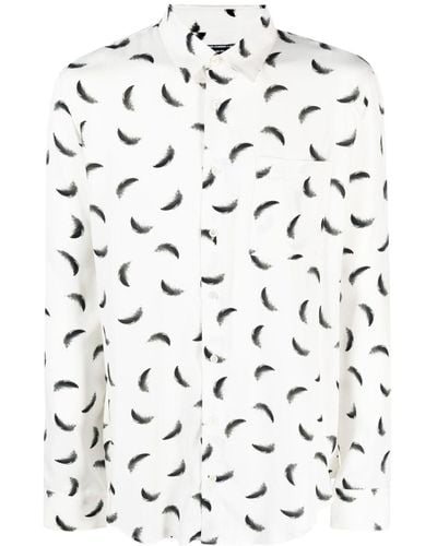 Patrizia Pepe Feather-print Long-sleeved Shirt - White