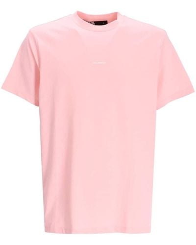 Karl Lagerfeld T-shirt en coton stretch à logo imprimé - Rose