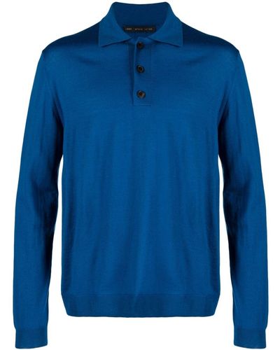 Low Brand Long-sleeved Merino Polo Shirt - Blue