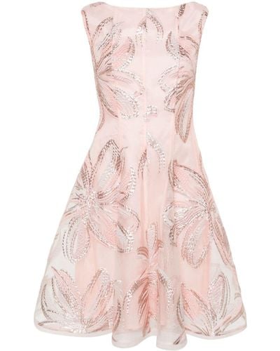 Talbot Runhof Vestido con apliques florales - Rosa