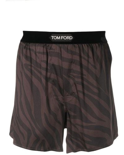 Tom Ford Boxershorts aus Seide mit Print - Schwarz